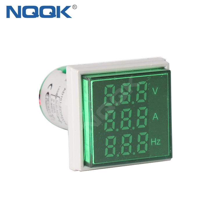 22mm Green Square LED Indicator Digital Voltmeter Ammeter Hz Frequency Multifunction Meter