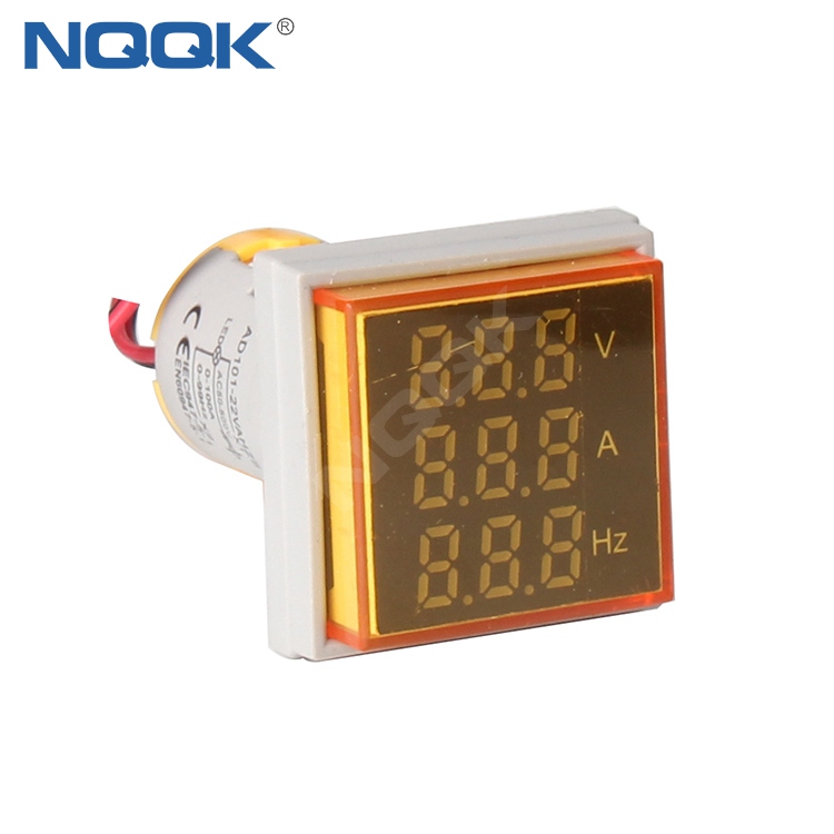22mm Yellow Square LED Indicator Digital Voltmeter Ammeter Hz Frequency Multifunction Meter