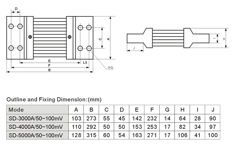 3000A ~5000A 50mV ~ 100mV Voltmeter Ammeter DC Current Manganin Shunt Resistor