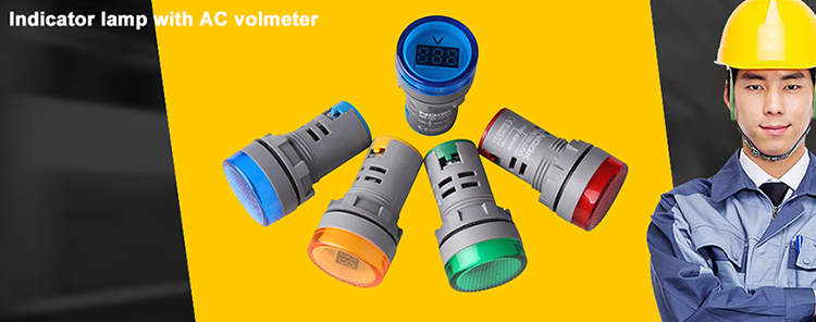Mini 22 mm Digital Display LED Signals Indicator Light Lamp with AC Voltage Meter Voltmeter