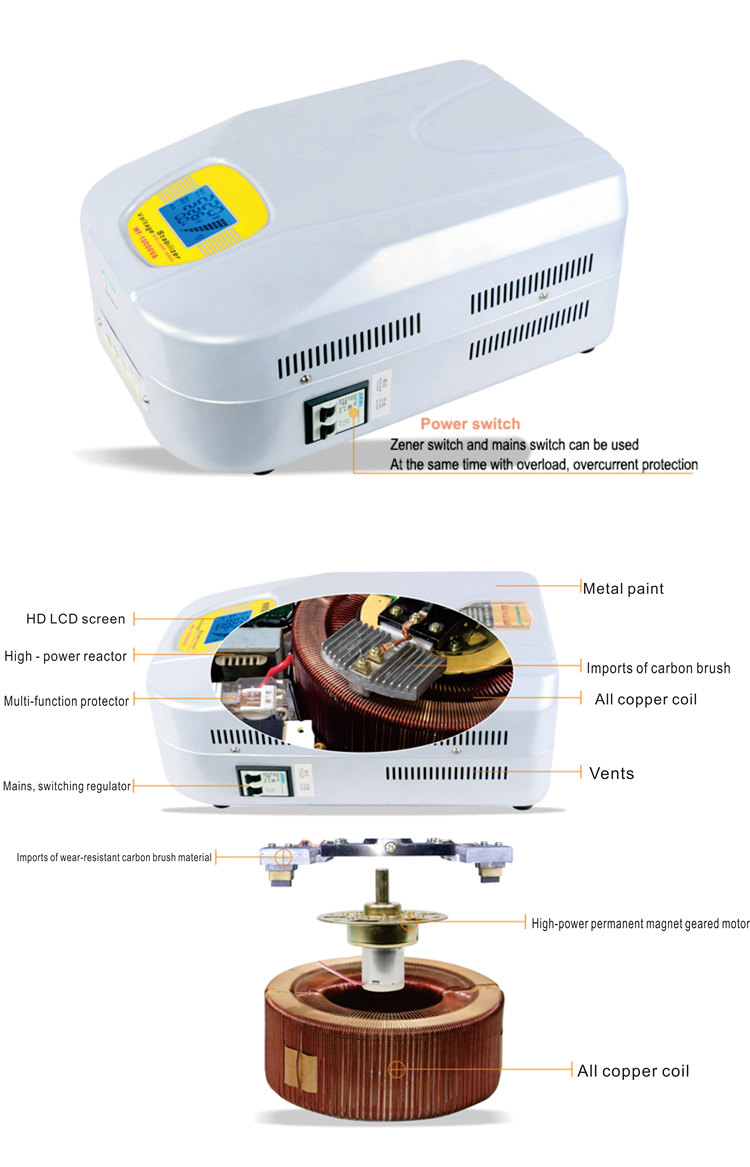 Wall Mounted LCD Display AC servo motor home electrical hanging voltage stabilizer regulator