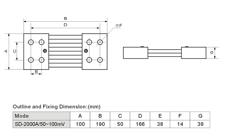 2000A 50mV ~ 100mV Voltmeter Ammeter DC current Manganin shunt resistor