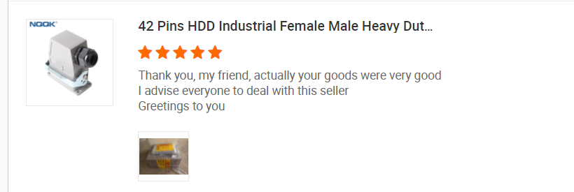 Excellent comments from customers on heavy-duty connectors