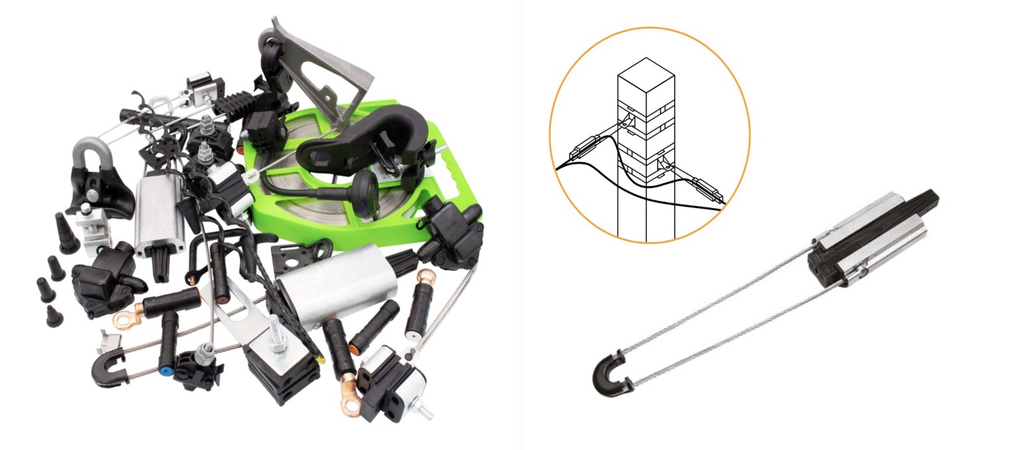Low voltage pole ABC cable dead end clamp