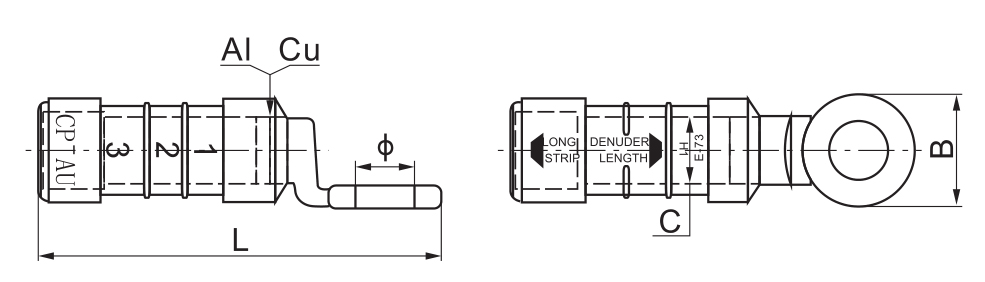CPTAU pre-insulated bimetal lug for ABC cable