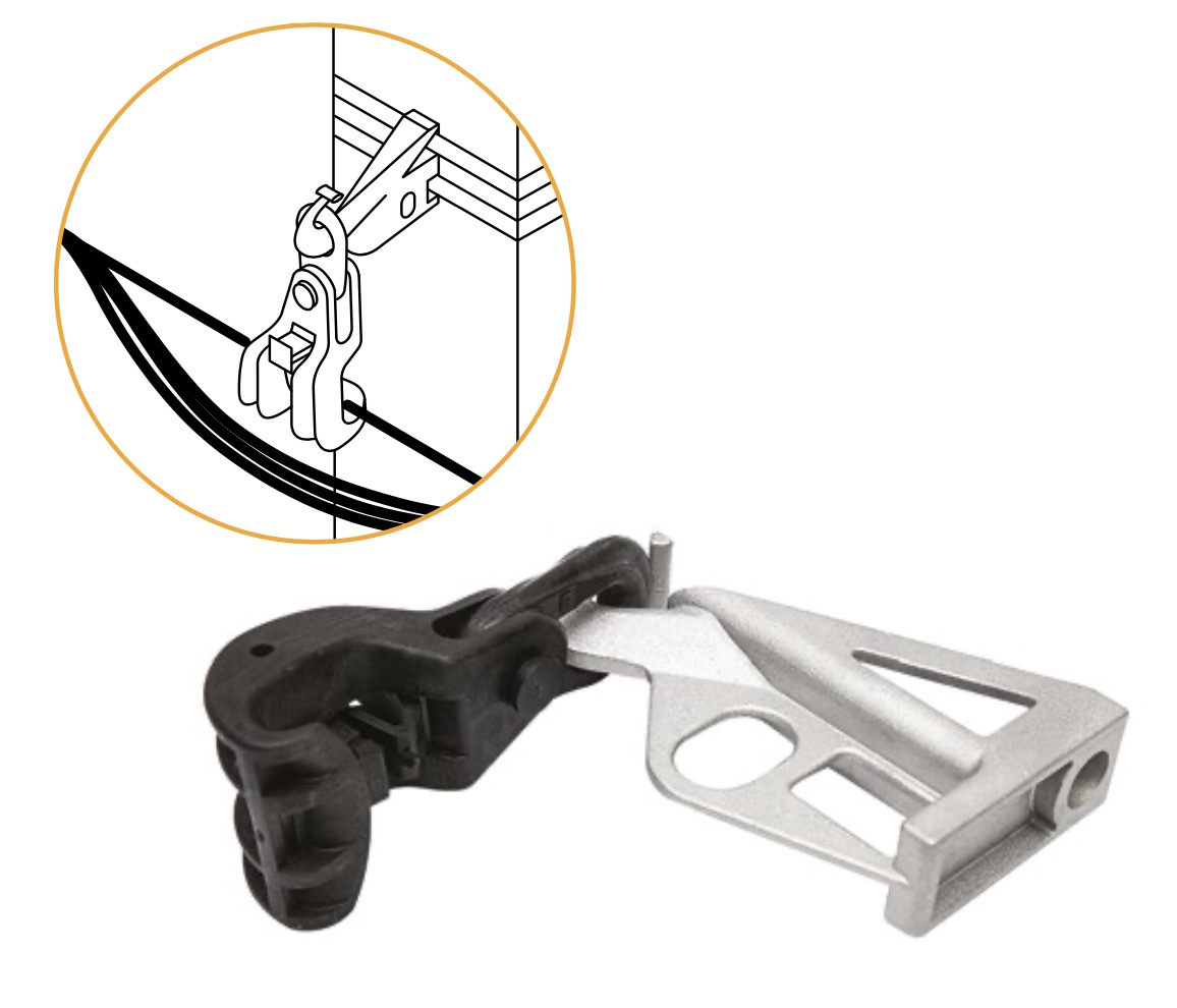 Suspension clamps for LV-ABC lines with insulated neutral messenger
