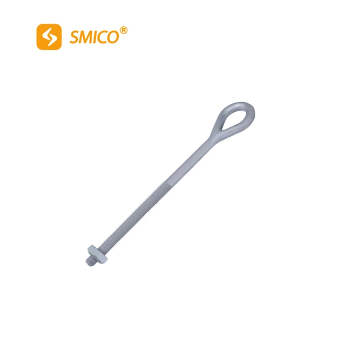 Hard ware eye bolt for dead end insulators in electric power lines or overhead lines fittings