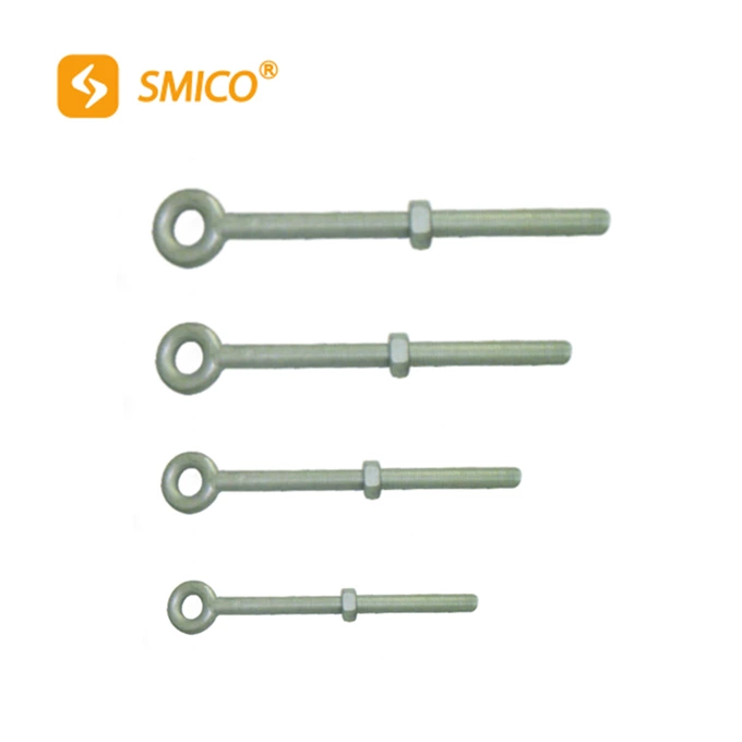Hard ware eye bolt for dead end insulators in electric power lines or overhead lines fittings