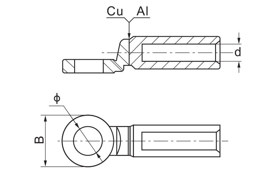 CAL-BS copper bimetal lug b type cable and wire terminals