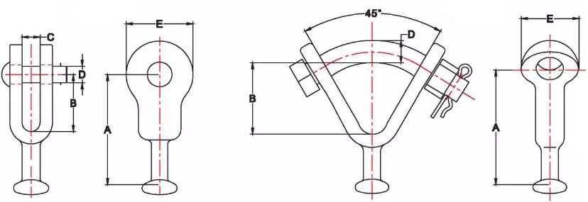 Cast iron tension strength ball clevis for powerline hardware