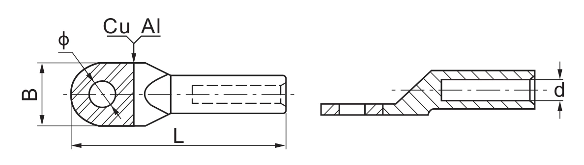 E-Cu AL bright bimetal lug cable and wire terminals connector（DTL)