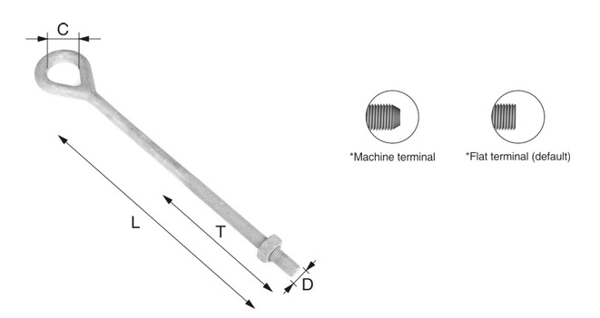 Hard ware forged eye bolt for dead end insulators in electric power lines or overhead lines fittings