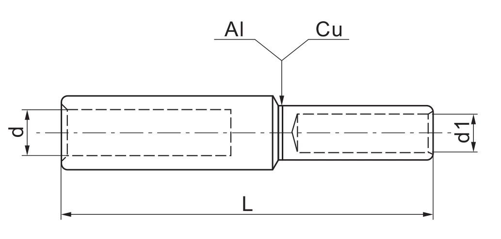 GTLZ copper aluminium  bright bimetal pin for Non Tesion aluminum connection in copper clamp