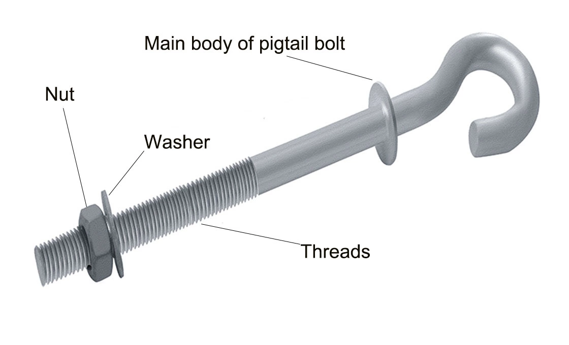 Galvanized Pigtail eye Bolt for Electric Power Fittings