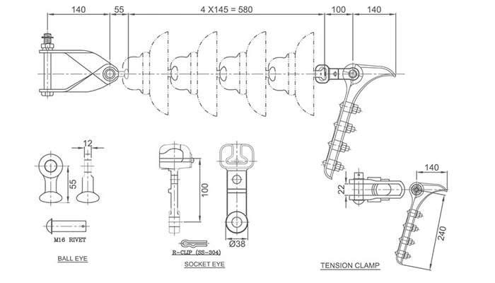NLL overhead wire cable dead end clamp