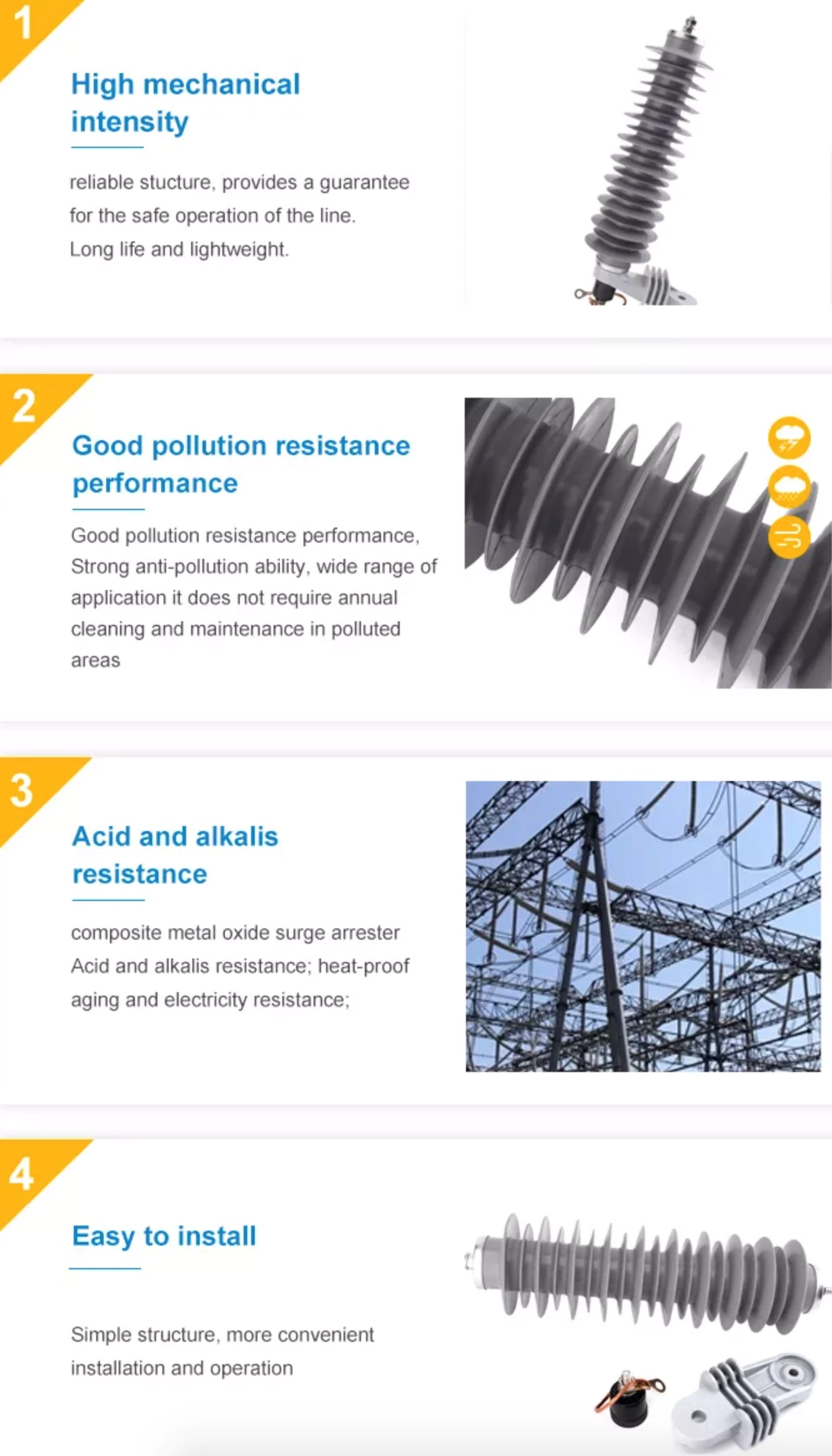 27KV HY5W lightning arrester high voltage surge arrestor