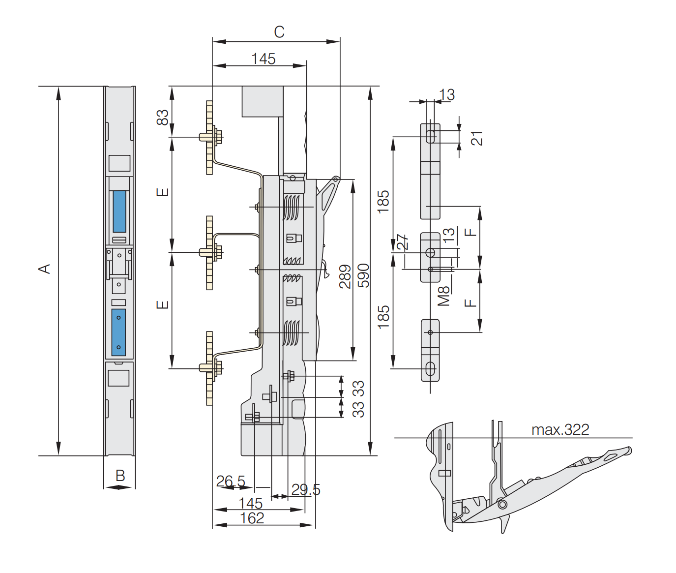 Vertical Fuse Switch Disconnector NHRT40