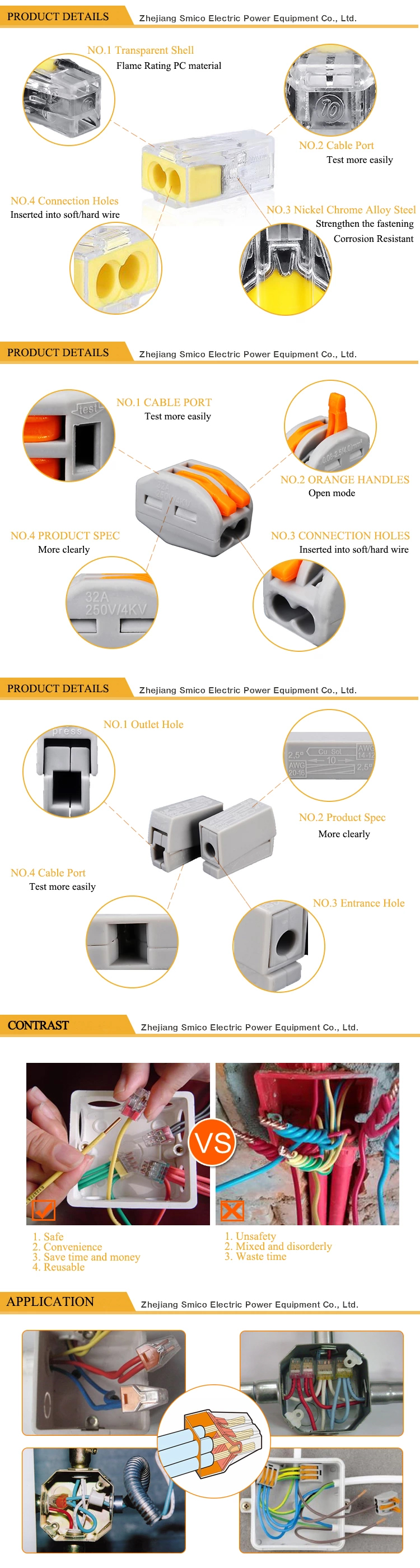 2273-205 wire terminal connector EU-415 quick connector 5pin push connector