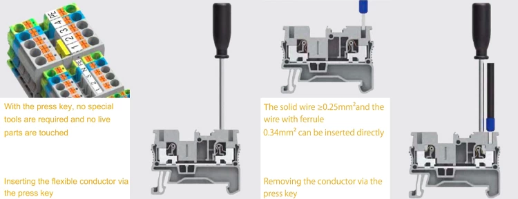 PTM1.5-2-G push in spring guide rail terminal