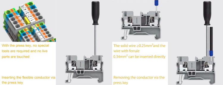 PT16-2-PE push in spring guide rail terminal