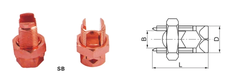 SB Copper Brass Split Bolt Clamp Copper Alloy Line Tap Bolted Connector