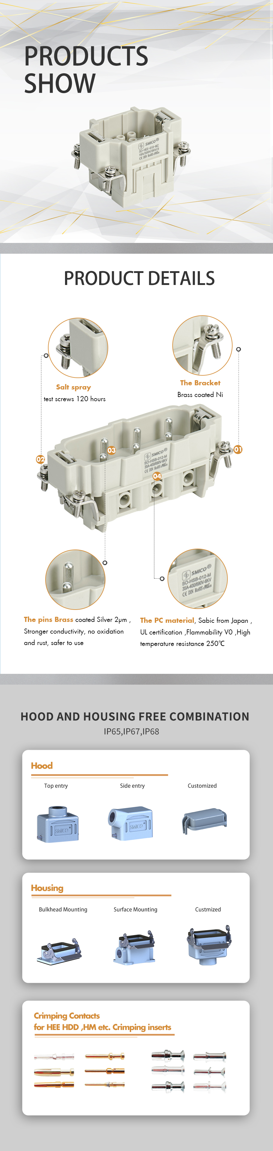 10 pin heavy duty connector HDC HEE-010 Crimping type