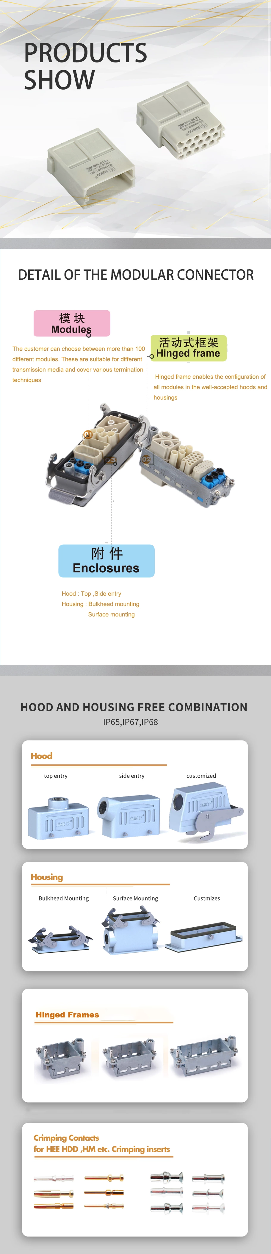 HMD-017-MC 17 Pin DDD Module Crimp Industrial Multi Pin Connectors 09140173001
