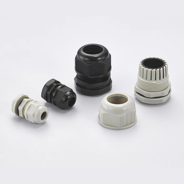 Plastic Nylon Cable Gland Metric Thread Type Waterproof Black and white Color